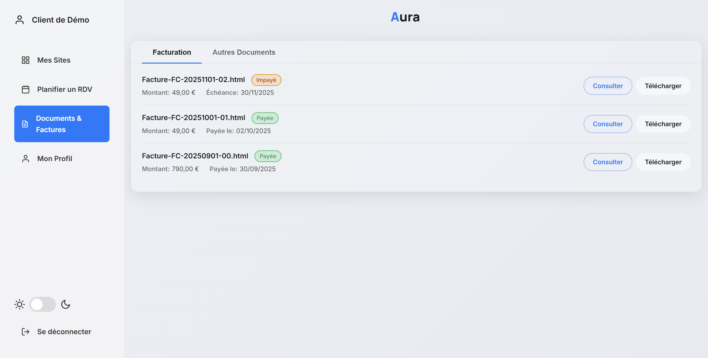 Aperçu espace client 4