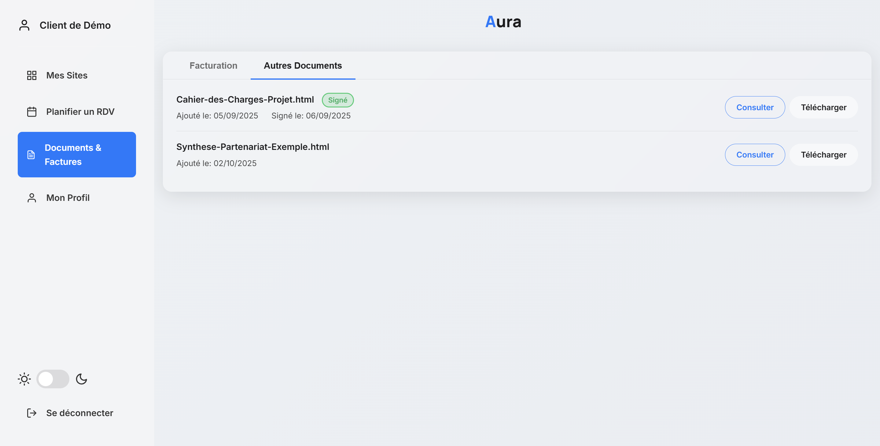 Aperçu espace client 7