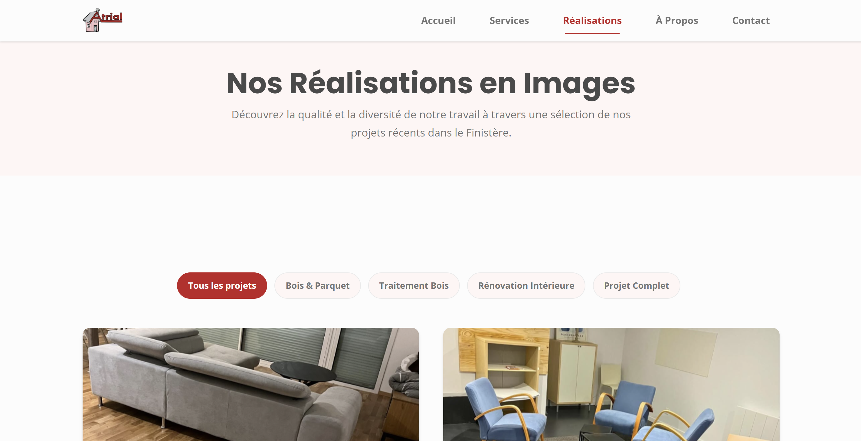 Page de réalisations de Atrial Rénovation